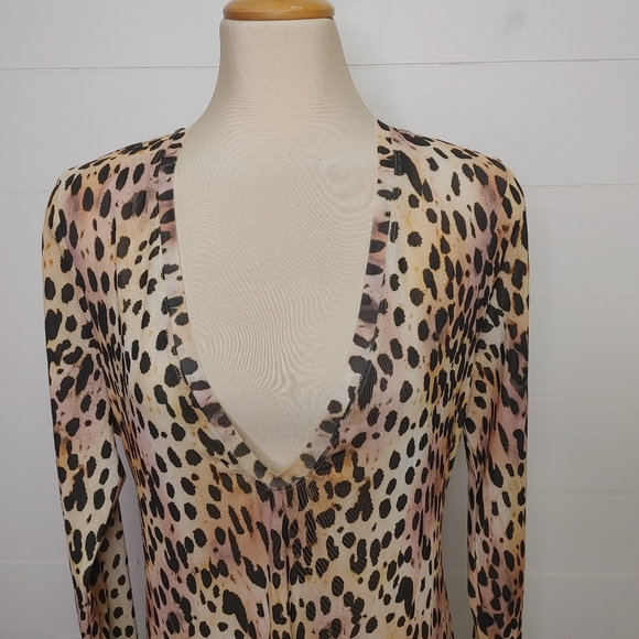 Good American Cheetah Mesh Midi Dress Size 2XL (5) - Picture 4 of 14